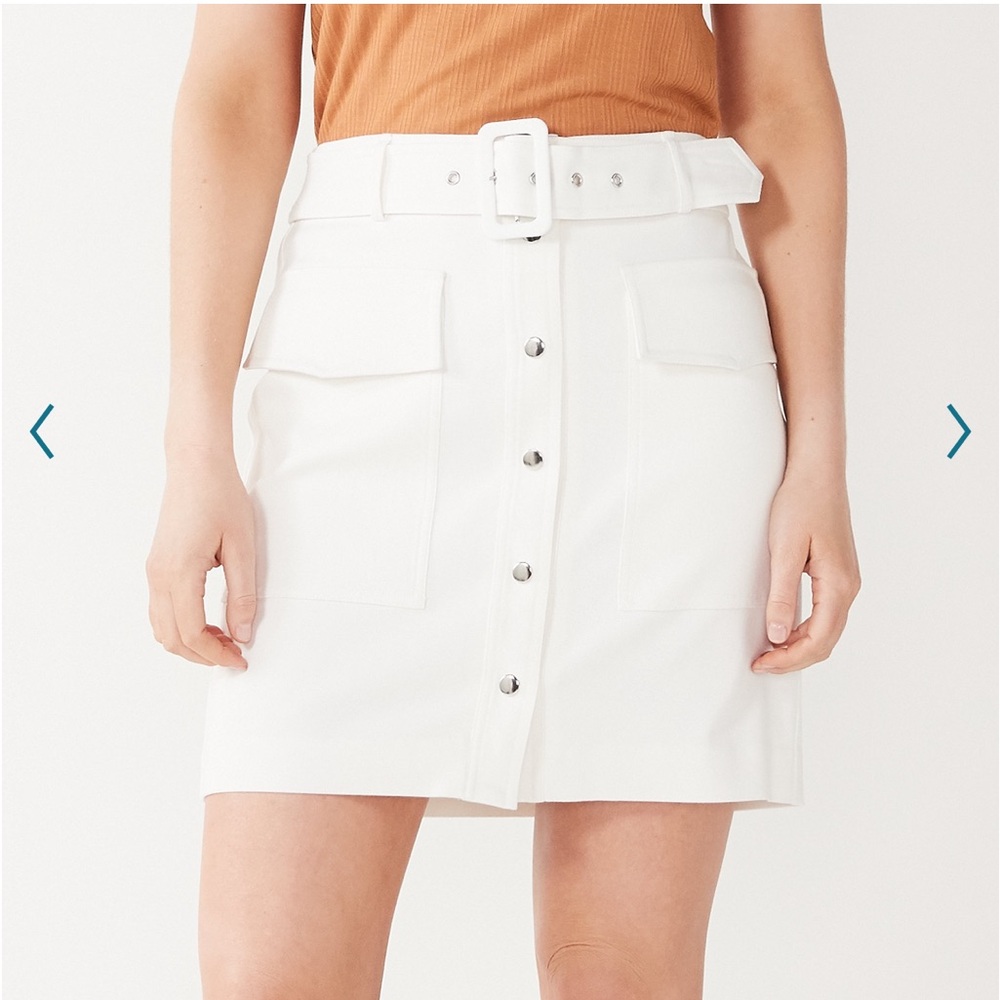 Nine West belted patch-pocket skirt